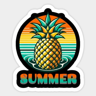 Pineapple Summer Retro Art Sticker